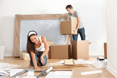 Packed boxes and furniture ready for a Brixton home removal