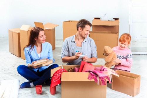 Man with van team handling items safely during a move