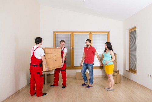 Packed boxes and furniture ready for a Brixton man and van move