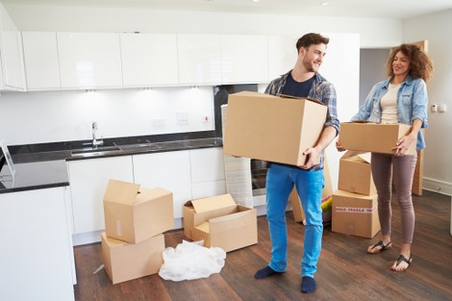 Man and van team helping with a Brixton home move on a busy local street