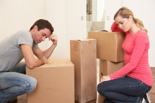 Loading household boxes into a local moving van